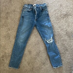 Agolde Blue Distressed Skinny Jeans